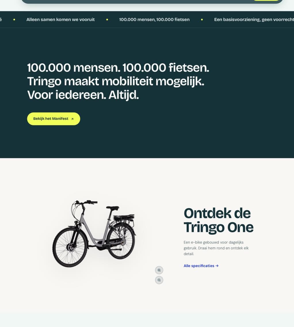 Vervolg van de homepage van Tringo