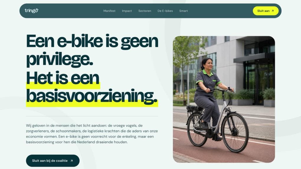 Screenshot van de homepage van Tringo