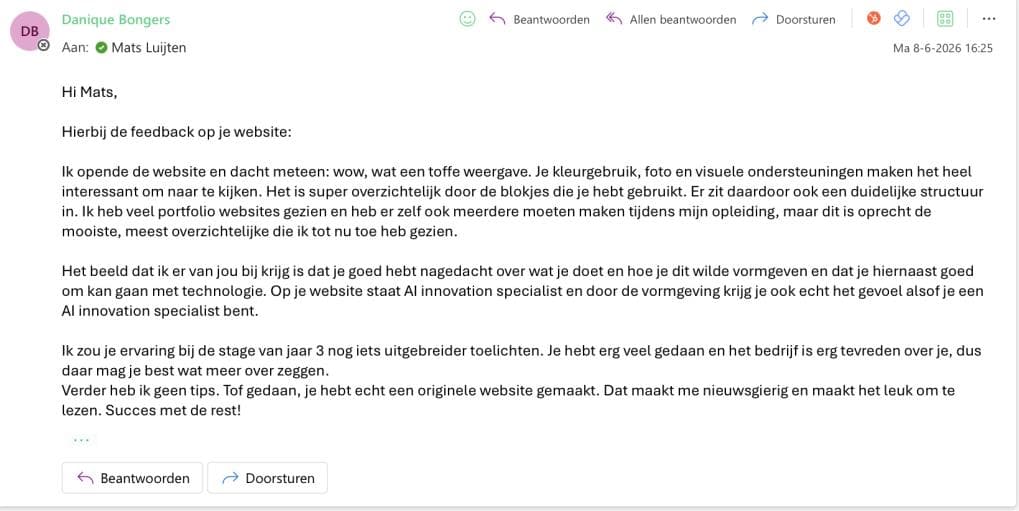 Feedback op het nieuwe portfolio