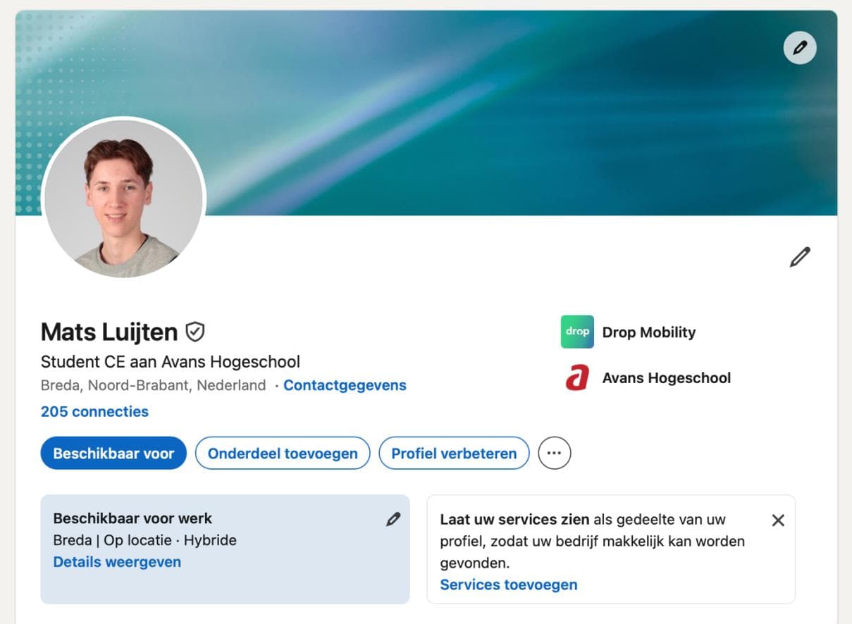 LinkedIn-profiel van Mats